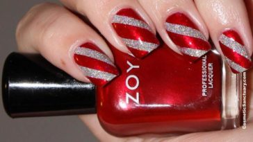 nail art Natale rosso e argento