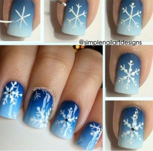 Nail art con fiocchi di neve